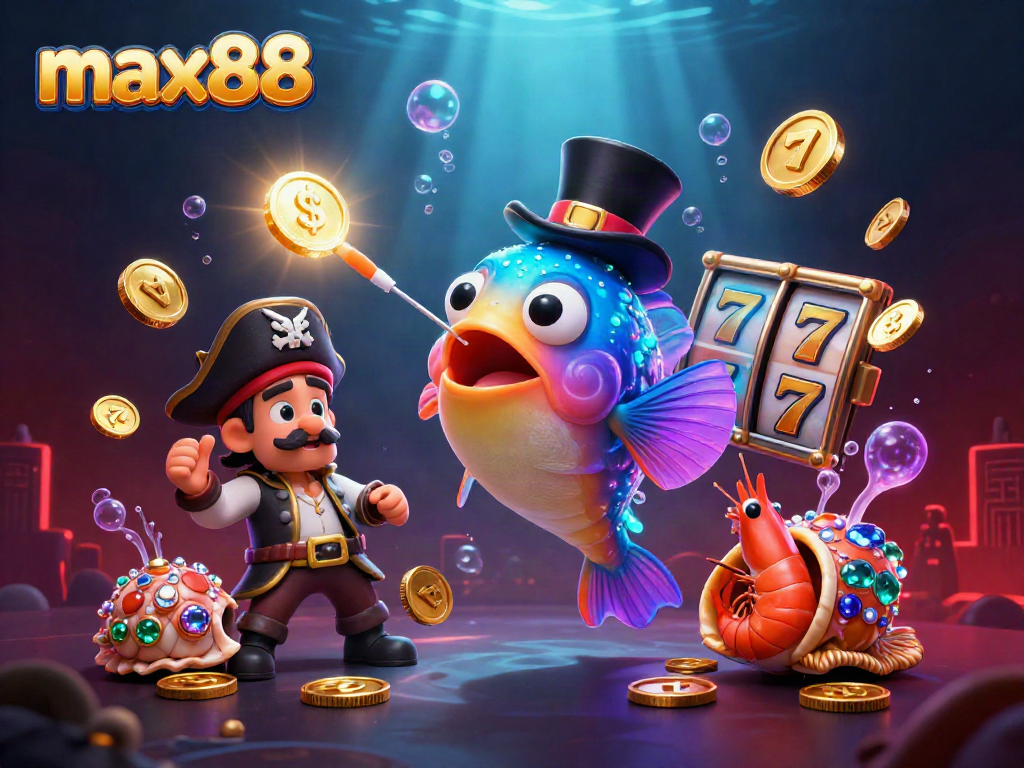 Play exciting games at max88 with vibrant characters and immersive slot elements swirling around.