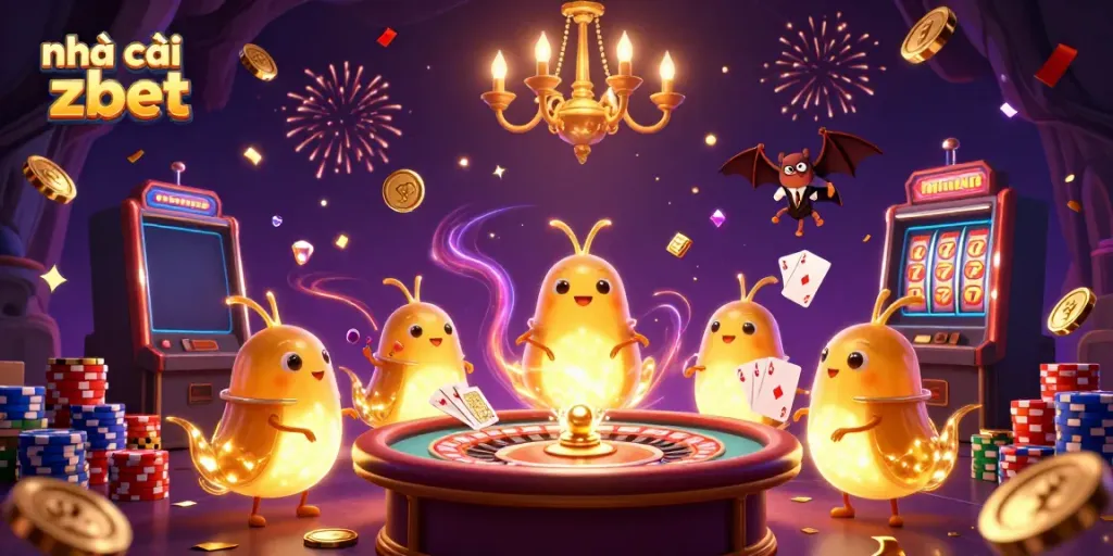 Experience dynamic casino action with Nhà cái zbet as glowing characters illuminate the tables.