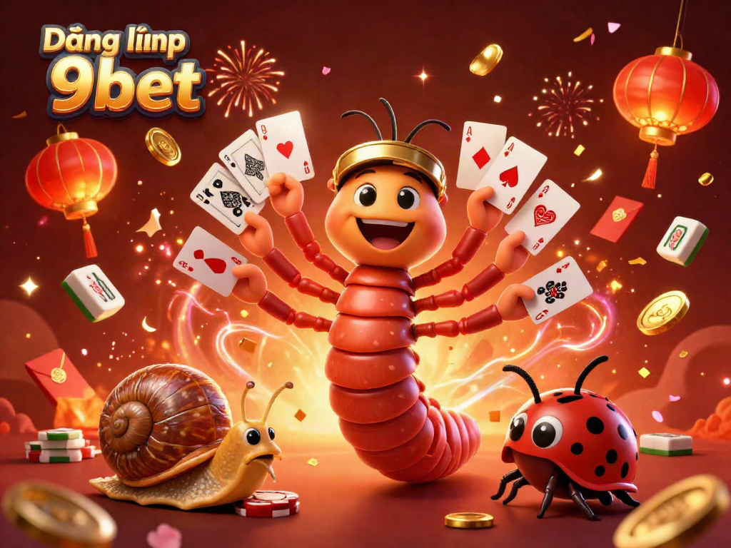 Join the excitement with Đăng nhập 9bet, featuring a lively casino scene with colorful characters and elements.
