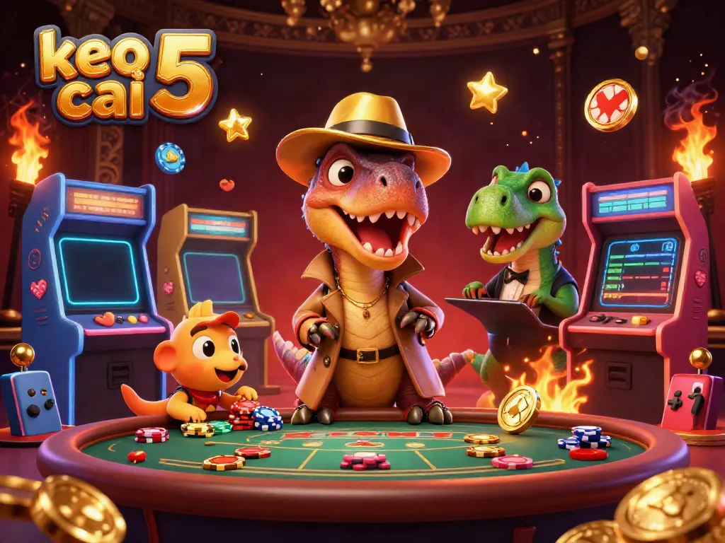 Engage with keo nha cai 5 as a velociraptor counter discreetly plays at a blackjack table amid vibrant casino decor.
