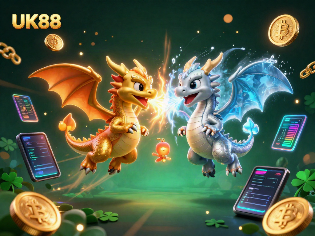 Engage in thrilling gameplay at UK88 with emblematic dragons and crypto elements.
